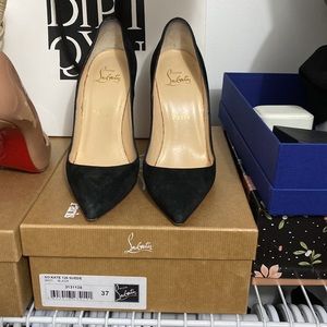 Christian Louboutin Black Pointed Suede Pumps